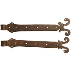 Pair of 15th Century Iron Door Straps from France