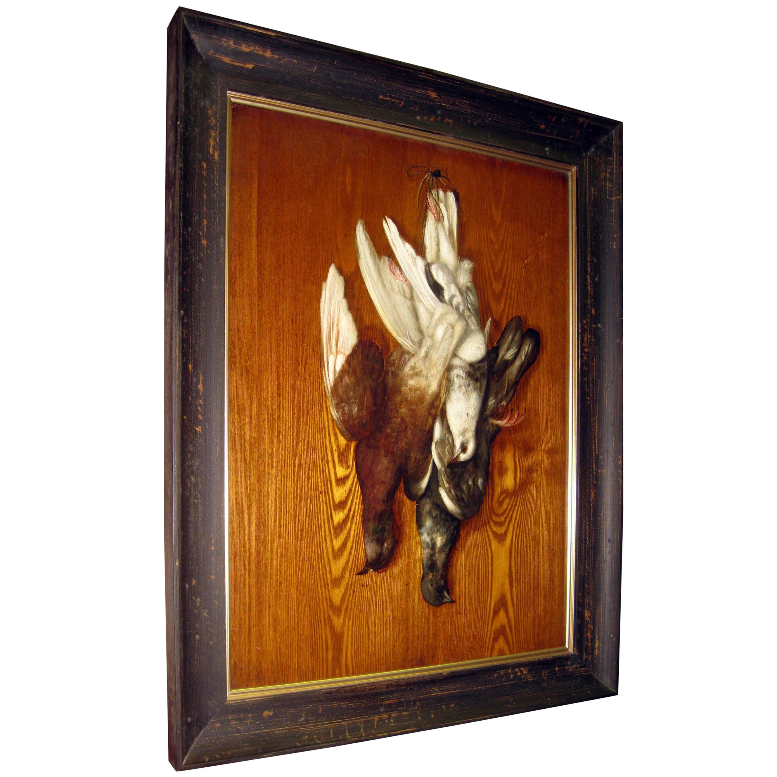 Trompe l'oeil Framed Panel Sporting Scene in the Style of George Cope For Sale