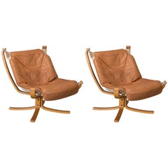 Pair of Low Back Falcon Sling Chairs by Sigurd Ressell for Vatne Mobler, Norway