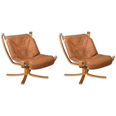 Pair of Low Back Falcon Sling Chairs by Sigurd Ressell for Vatne Mobler, Norway