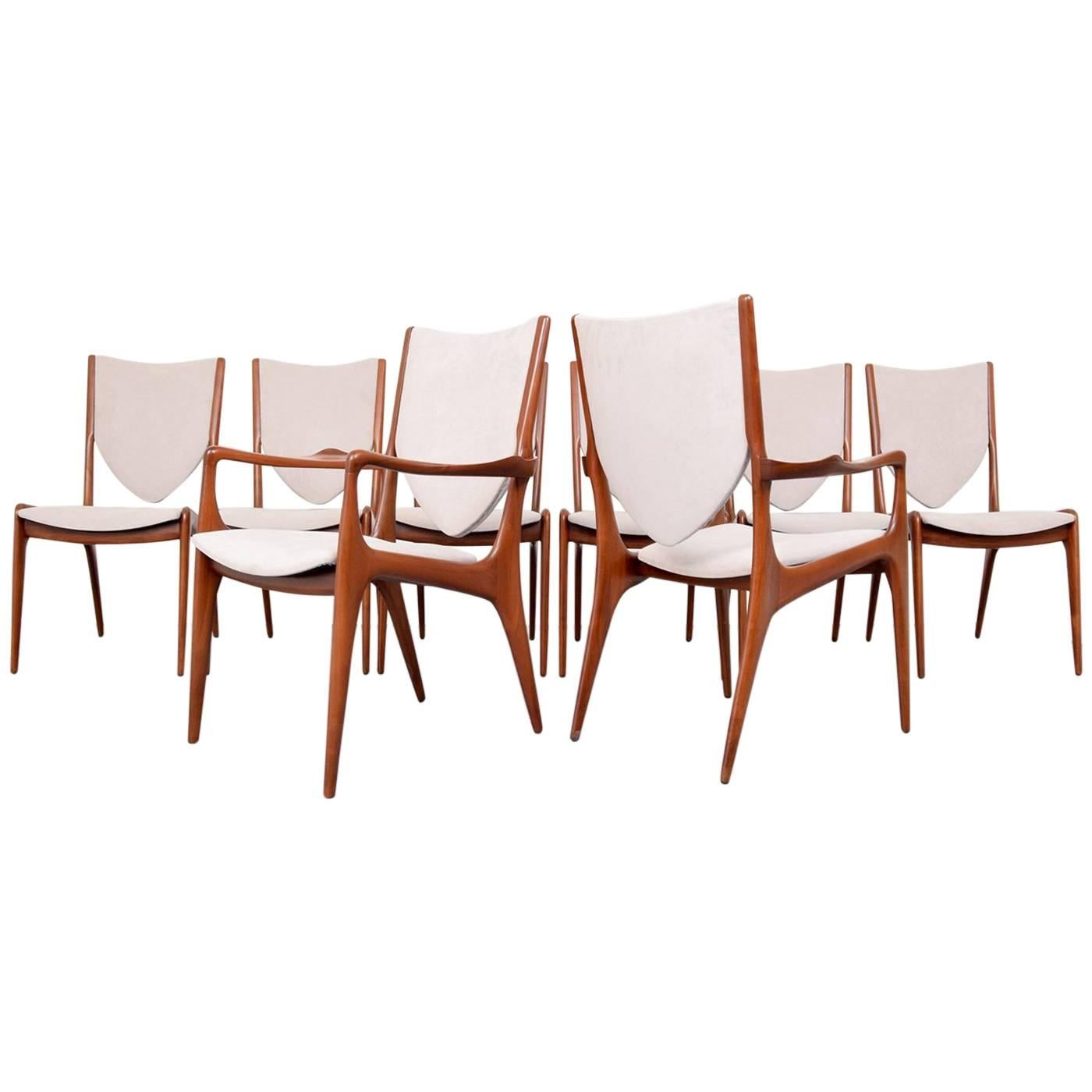 Vladimir Kagan "Shield Back" Dining Chairs, Set of Eight For Sale
