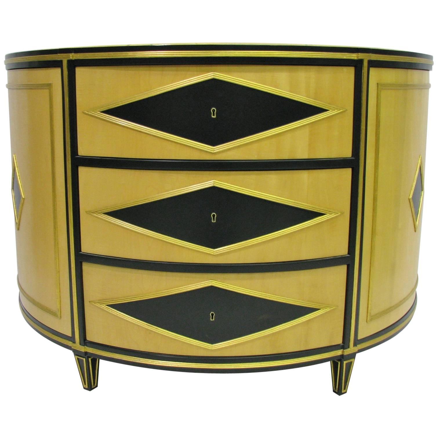 Russian Neoclassic Style Demilune Cabinet For Sale
