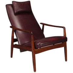 Fauteuil de salon moderne danois en cuir et bois de rose de Sren Ladefoged pour SL Mobler