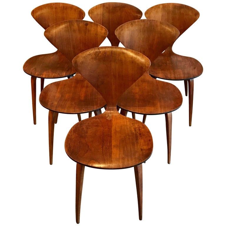 Six Bentwood Walnut Dining Chairs By Norman Cherner For Plycraft Six Bentwood Walnut Dining Chairs By Norman Cherner For Plycraft 1950s