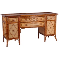 Vintage British Colonial Style Faux Bamboo Credenza or Sideboard