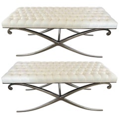 Vintage Fantastic Pair of X-Base Benches