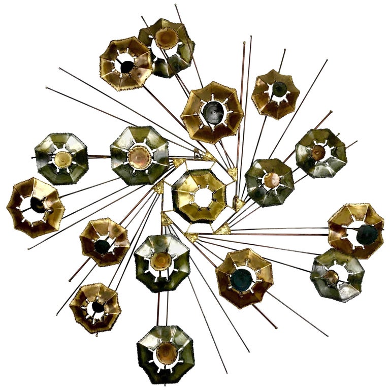 Gold Metal Mesh Round Wall Hanging/Wall Sculpture, Contemporary, Denmark at 1stdibs