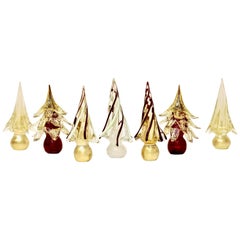Formia Italian Vintage Wine Red Gold Murano Glass Christmas Tree Sculptures