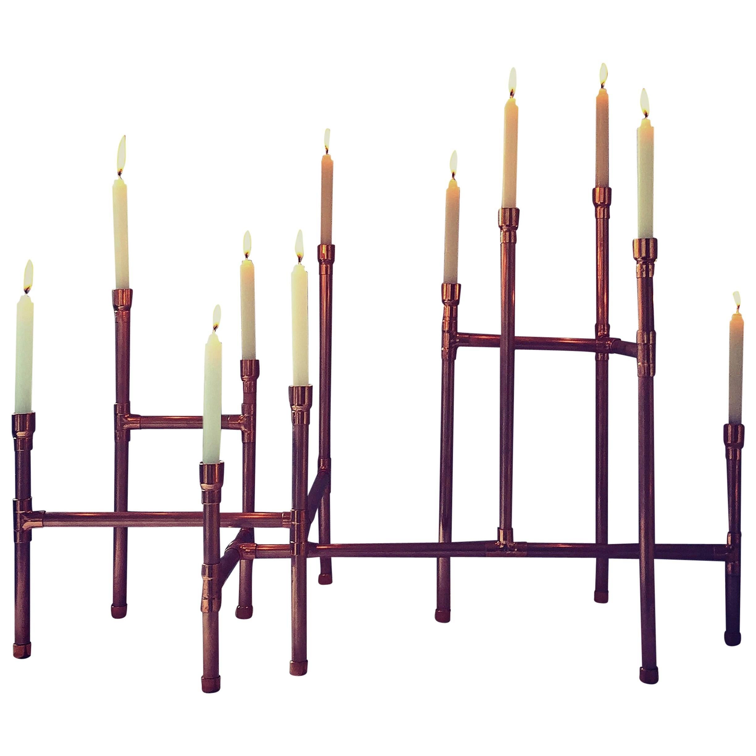 Candleholder in Polished Copper Brazilian Contemporary Style 