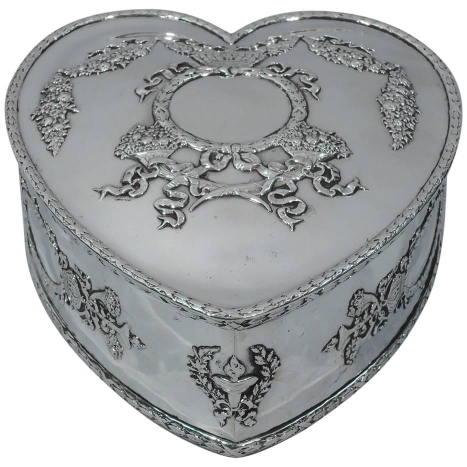 Regal and Romantic Sterling Silver Heart Box by Howard of New York