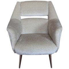 Midcentury Italian Style Sculptural Lounge Chair with Flared Arms