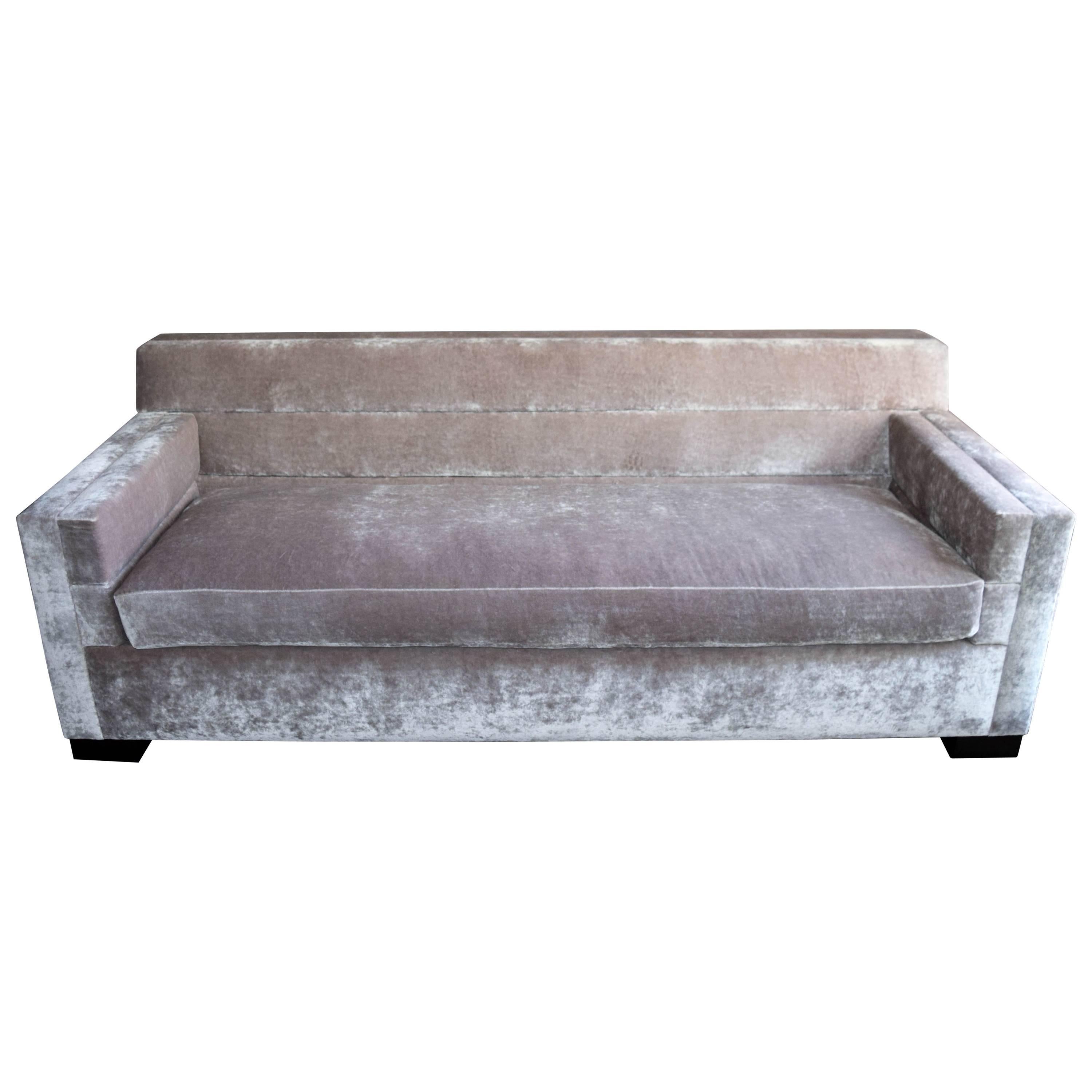 'Streamline' Sofa, Modern Art Deco Inspired, Clean Line Minimal Three-Seat For Sale