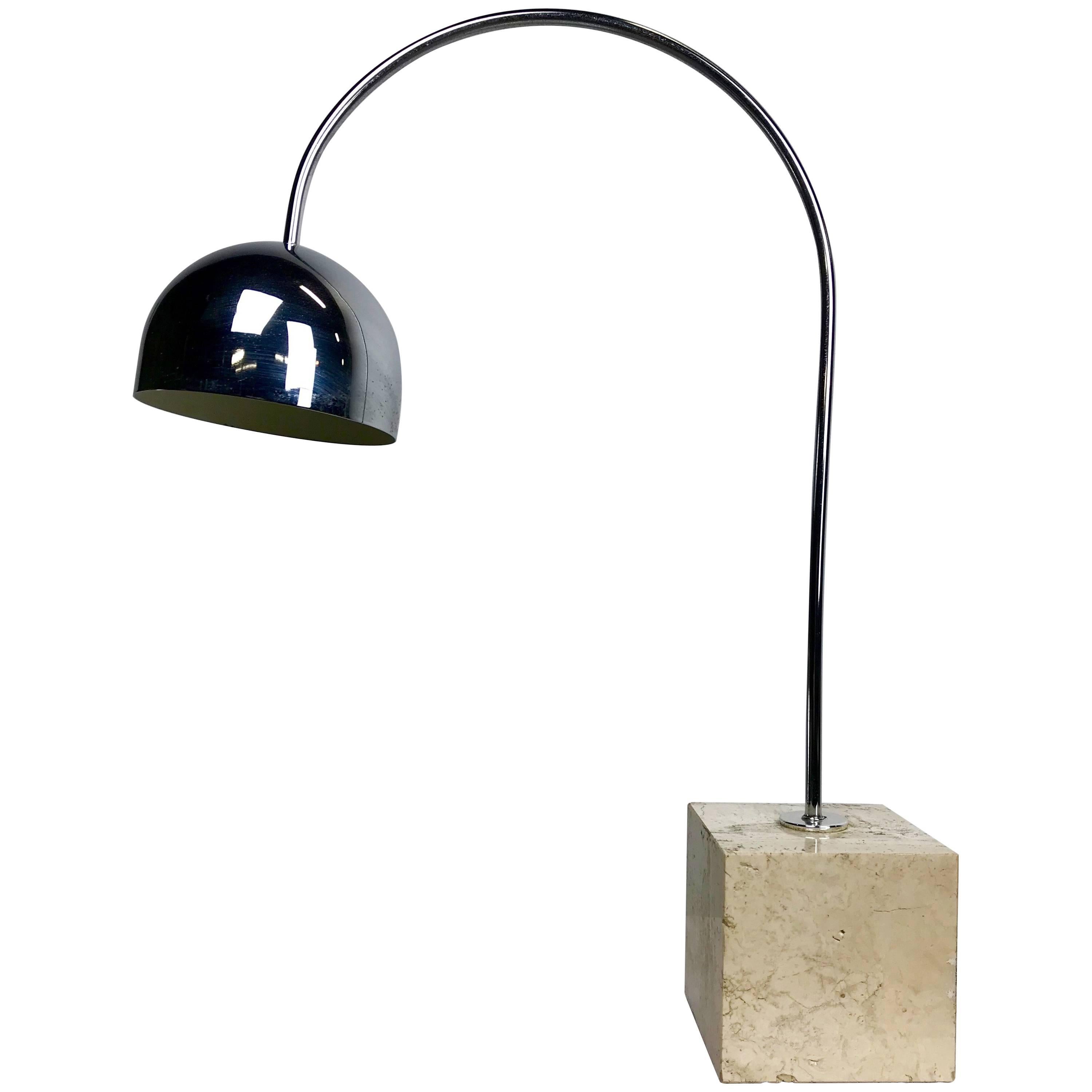  Travertine Marble and Chrome Table Lamp By Harvey Guzzini