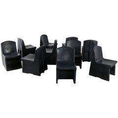 Black Molded Plastic Side or Slipper Chairs by Norix Set of Ten