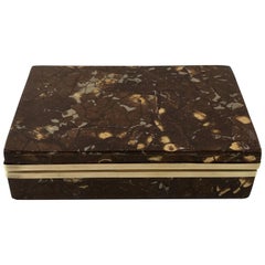 Exotic Brass-Mounted Goatskin Table Box