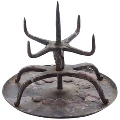 17th Century German Hand-Forged Iron Candlestick