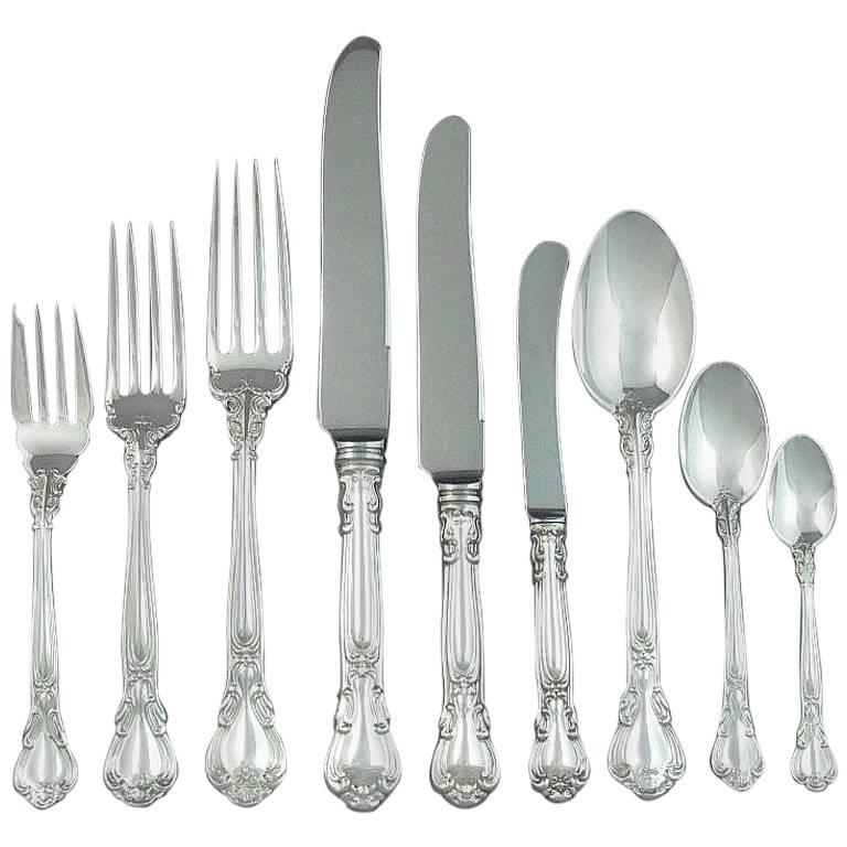 Birks Sterling Silver Flatware Service for 12, Chantilly For Sale