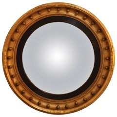 19th Century Giltwood English Regency Convex Wall Mirror
