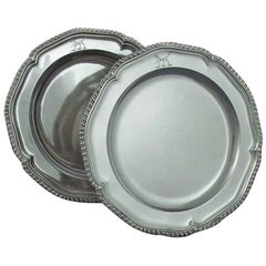 Antique Pair of George III Silver Dinner Plates