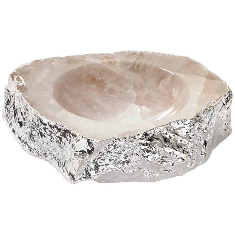 Casca Bowl Crystal and Silver by ANNA New York For Sale