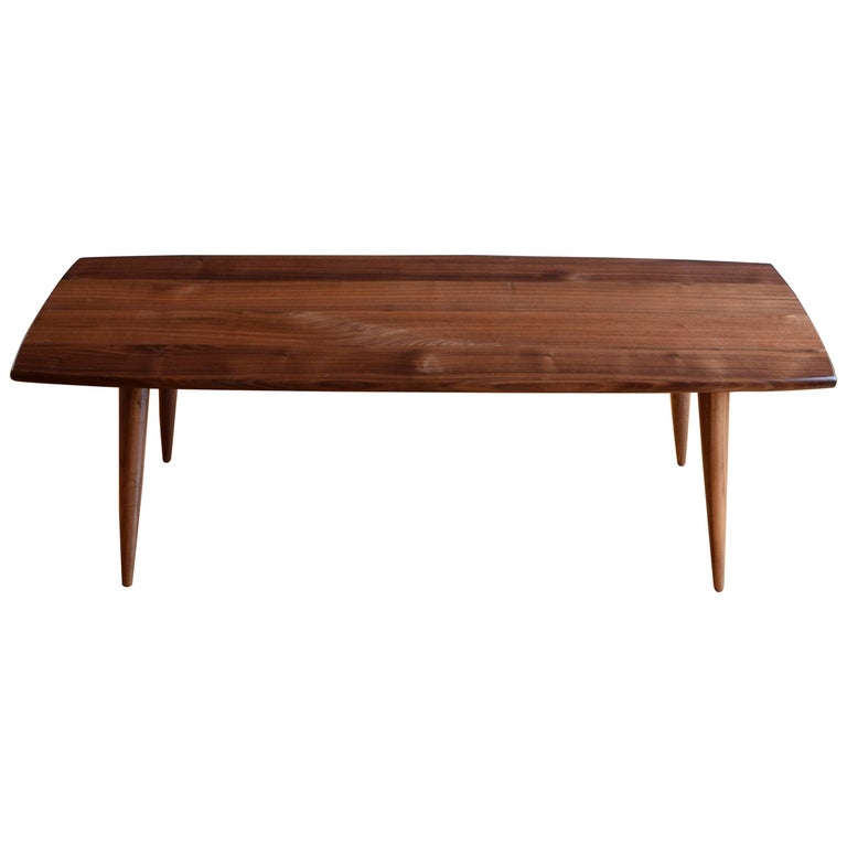 Modern Coffee Table in Black Walnut with Oil and Wax Finish For Sale at
