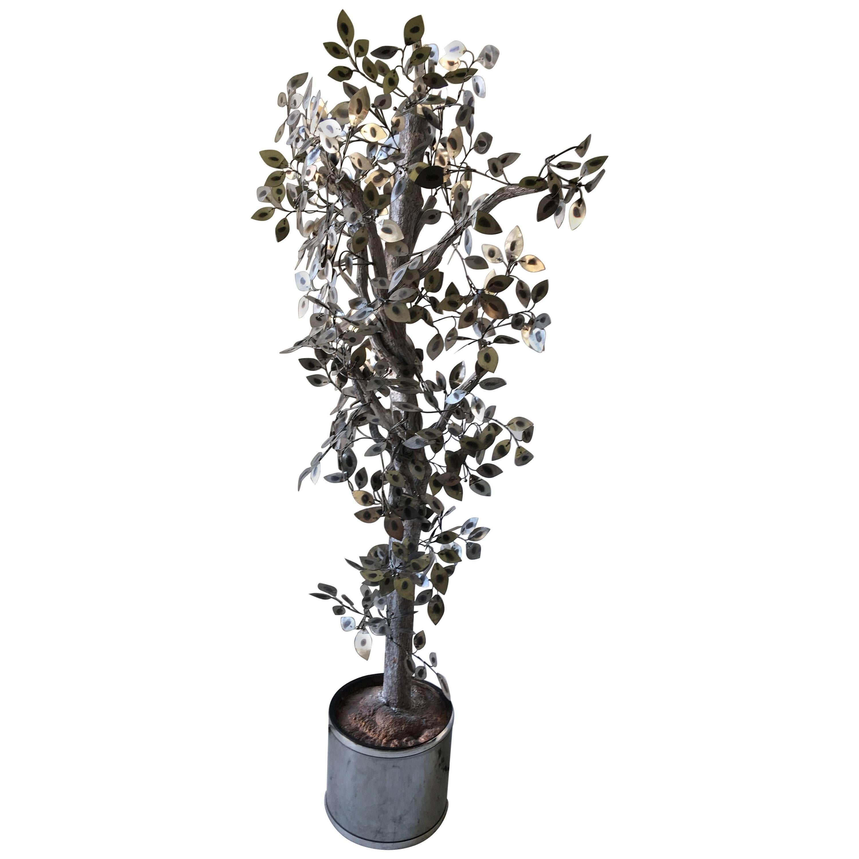 Curtis Jere Silver Raindrops Tree Sculpture For Sale