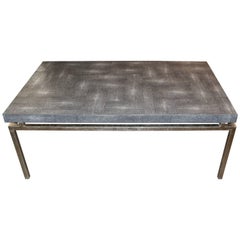 Faux Shagreen and Metal Coffee Table