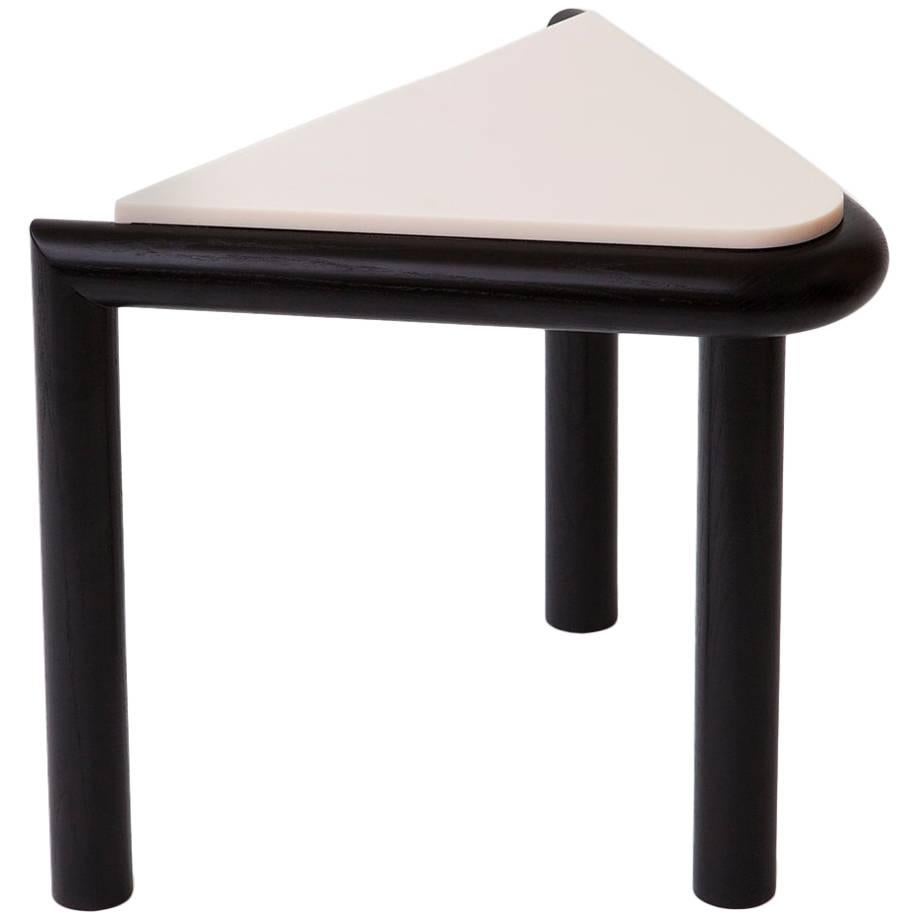 Troika Stool or Side Table in Ash and Corian 'Peach'  For Sale