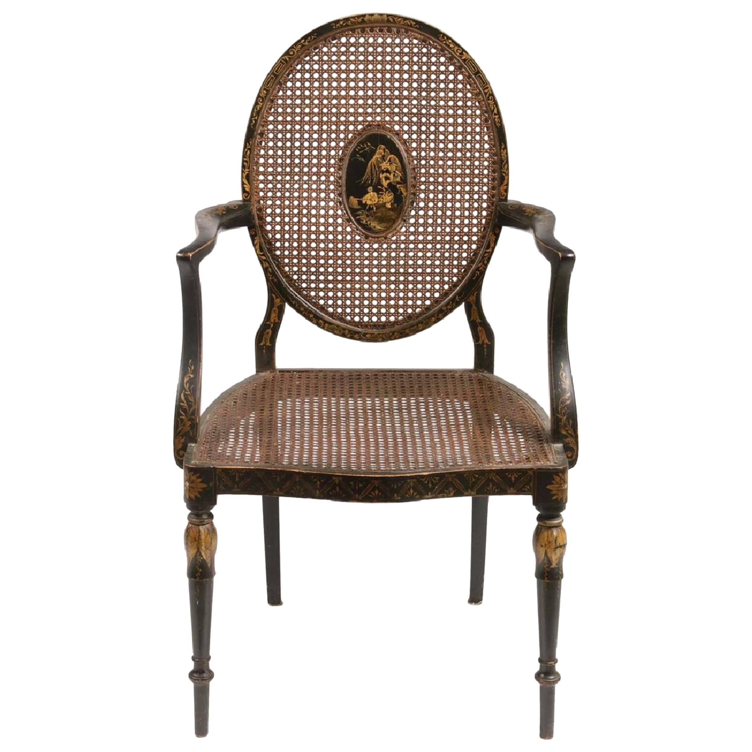 English Regency Chinoiserie Armchair For Sale