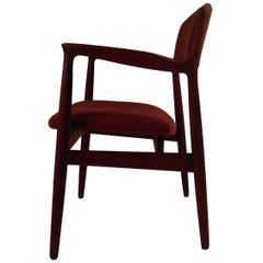 1950s Harbo Sølvsten Armchair in Teak, Red fabric and Leather