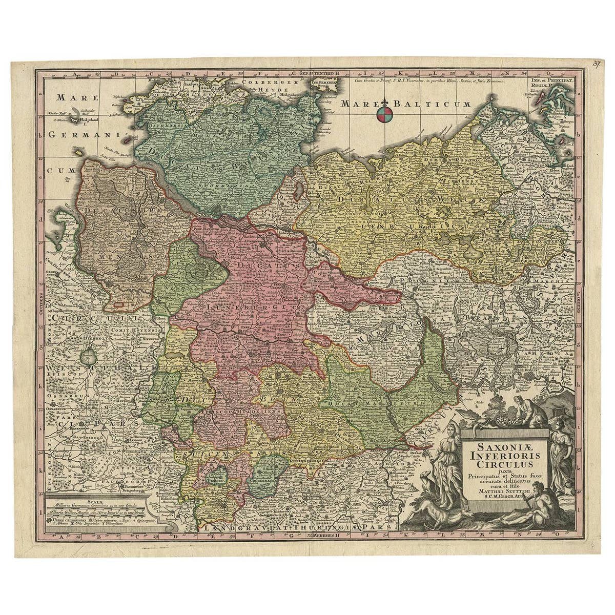 Antique Map of Northern Germany by M. Seutter, circa 1730