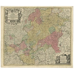 Carte ancienne colorée à la main d'une partie de l'Allemagne par M. Seutter, vers 1730