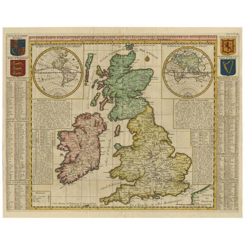 Antique Map of the British Isles by H. Chatelain, 1719