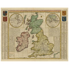 Carte ancienne des îles britanniques par H. Chatelain, 1719