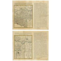 Conjunto de dos mapas antiguos del norte de Italia de Homann Heirs, 1754