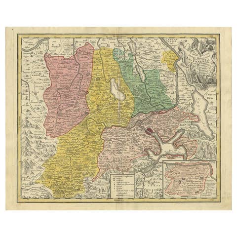 Antique Map of the Kanton Luzerne 'Switzerland' by Homann Heirs, 1763