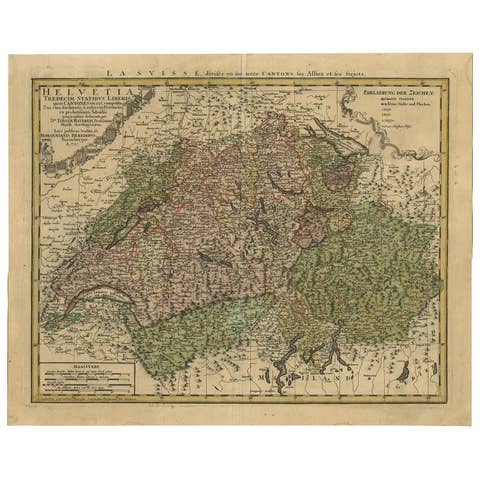 Antique Map of Switzerland by J.B. Homann, 1751