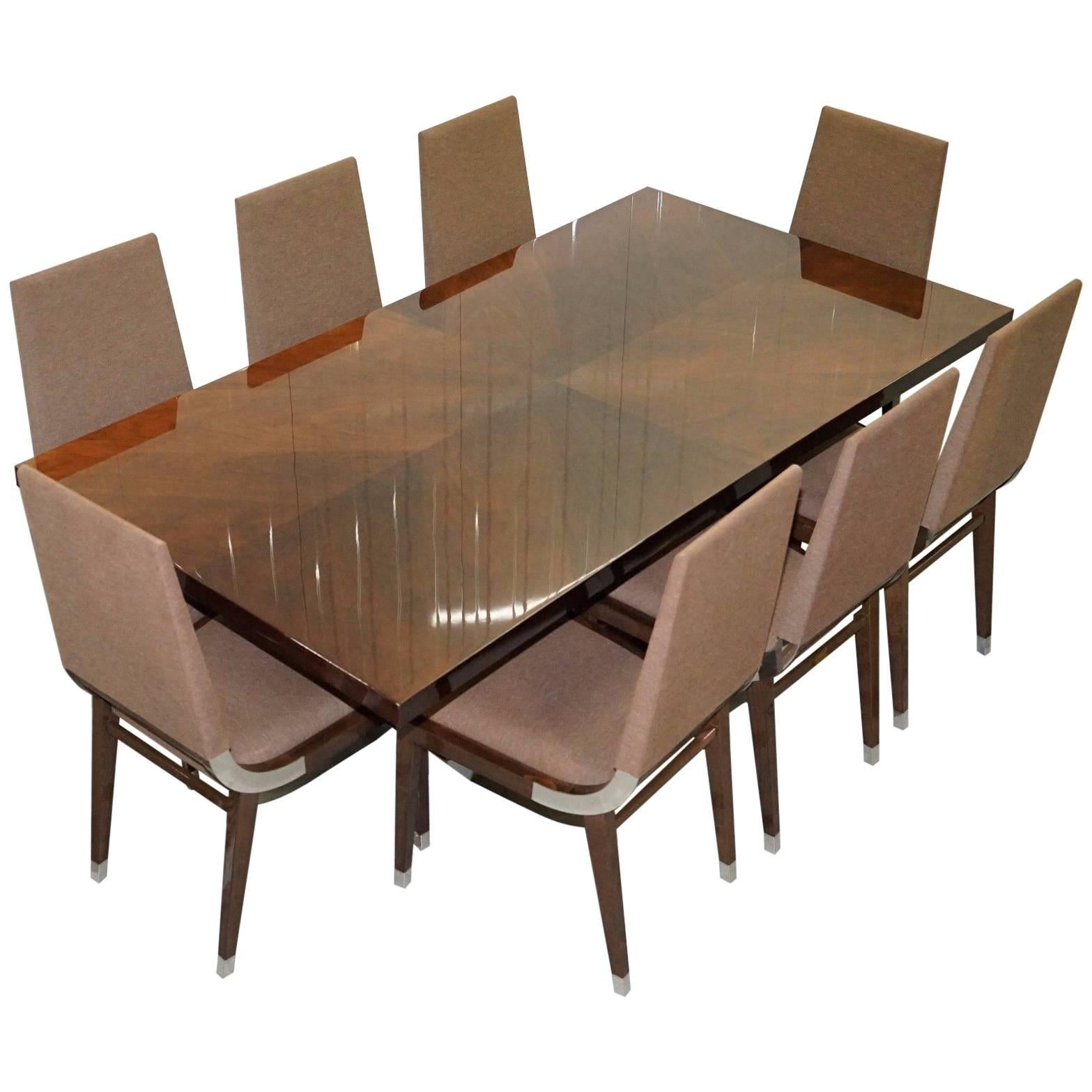 Kesterport American Walnut Extending Dining Table and Eight Chairs
