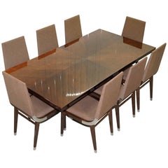 Kesterport American Walnut Extending Dining Table and Eight Chairs Seats 14