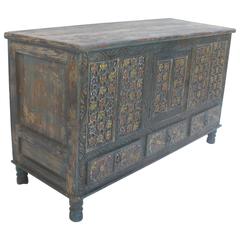 Antique Late 19th Century Carved Floral Sideboard with Original Paint