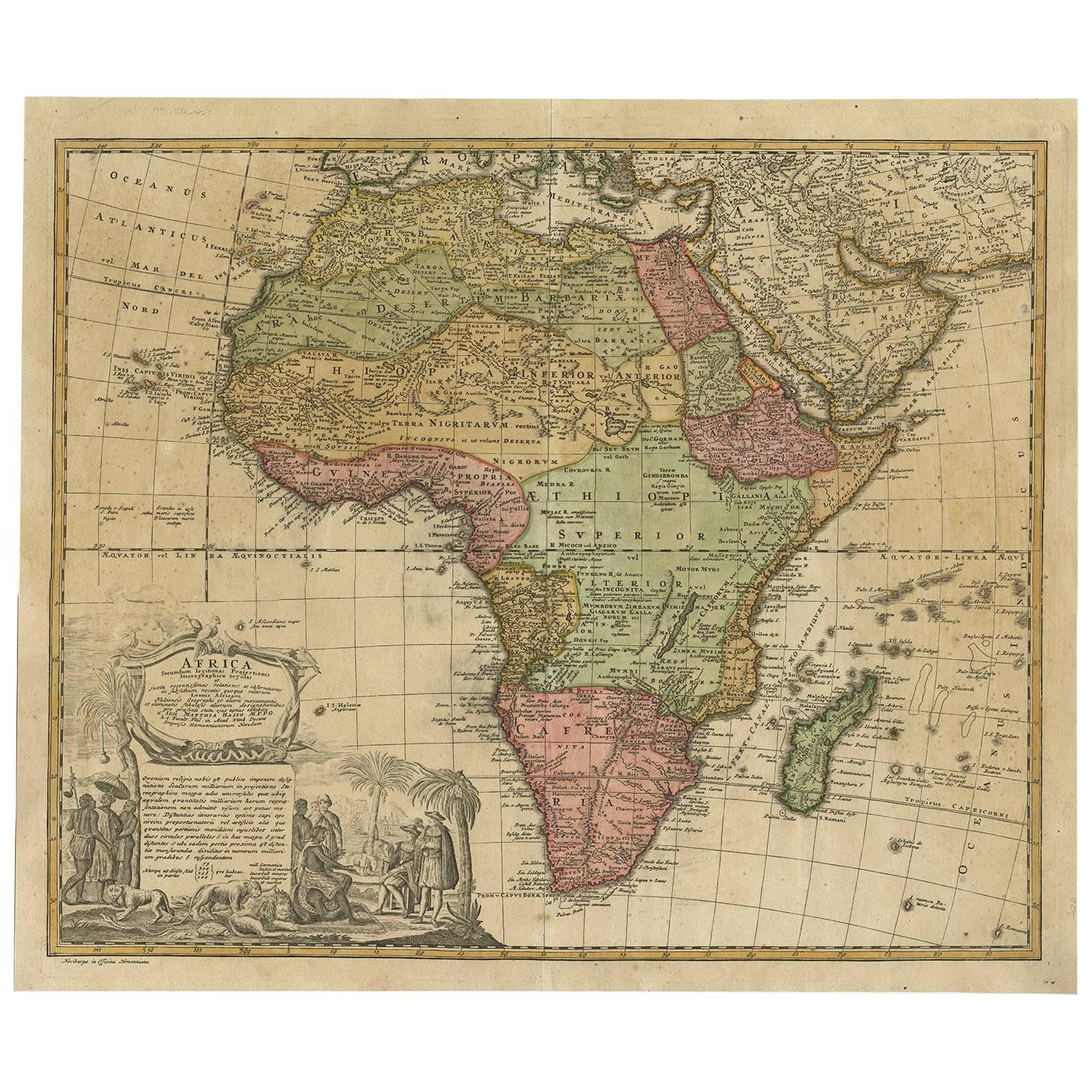 Antique Map of Africa by Homann Heirs, circa 1737