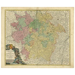 Carte ancienne de la Lorraine « nord-est de la France » par J. B. Homann, datant d'environ 1720