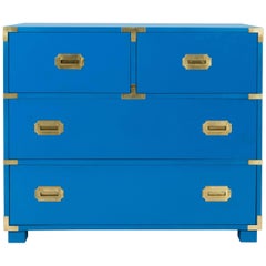 1970s Newly Refinished Baker Blue Campaign Dresser