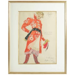 Watercolor Painting of a Russian Dancer from the Russian Theatre