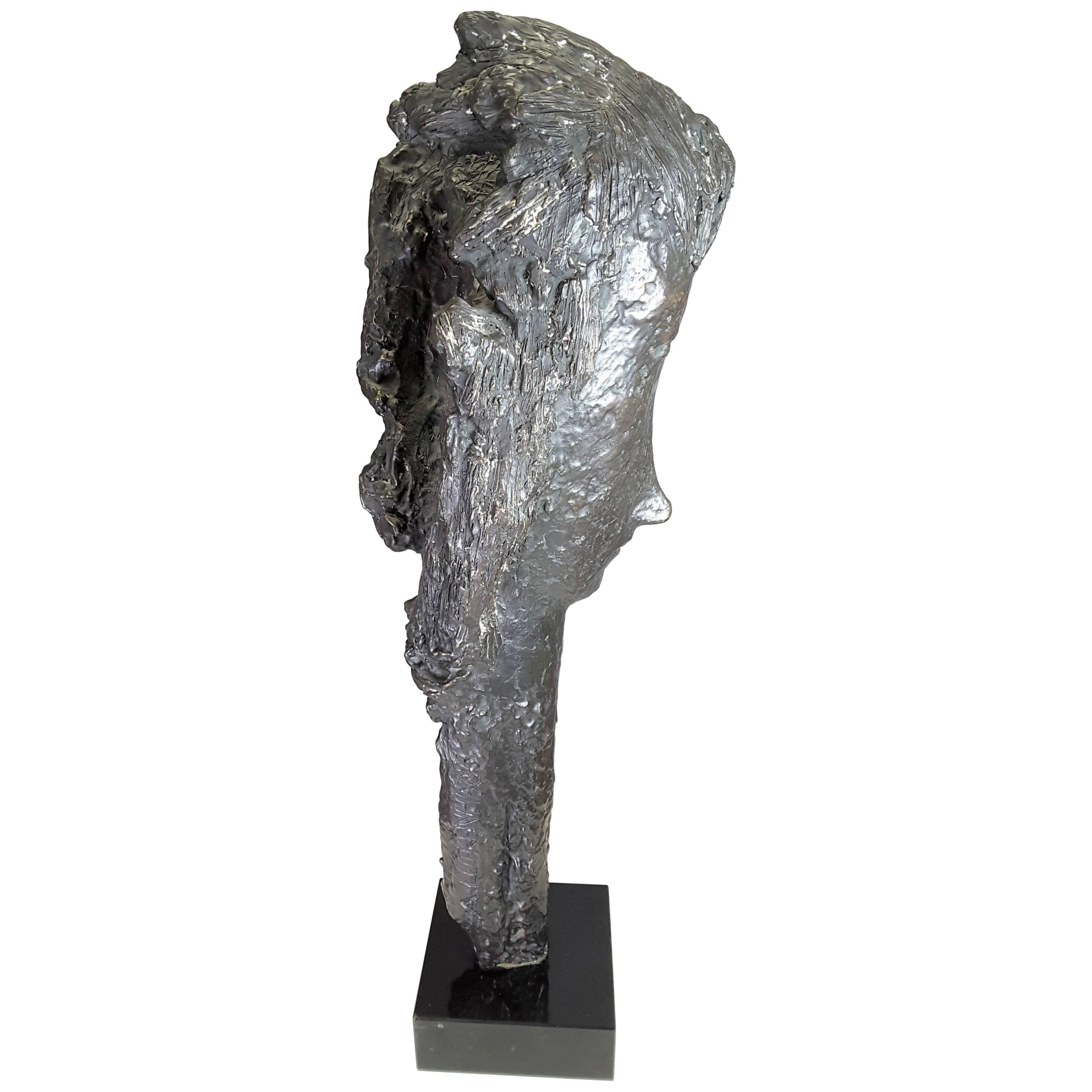 Tall Head Bronze Sculpture by Almuth Lutkenhaus, 1930-1996