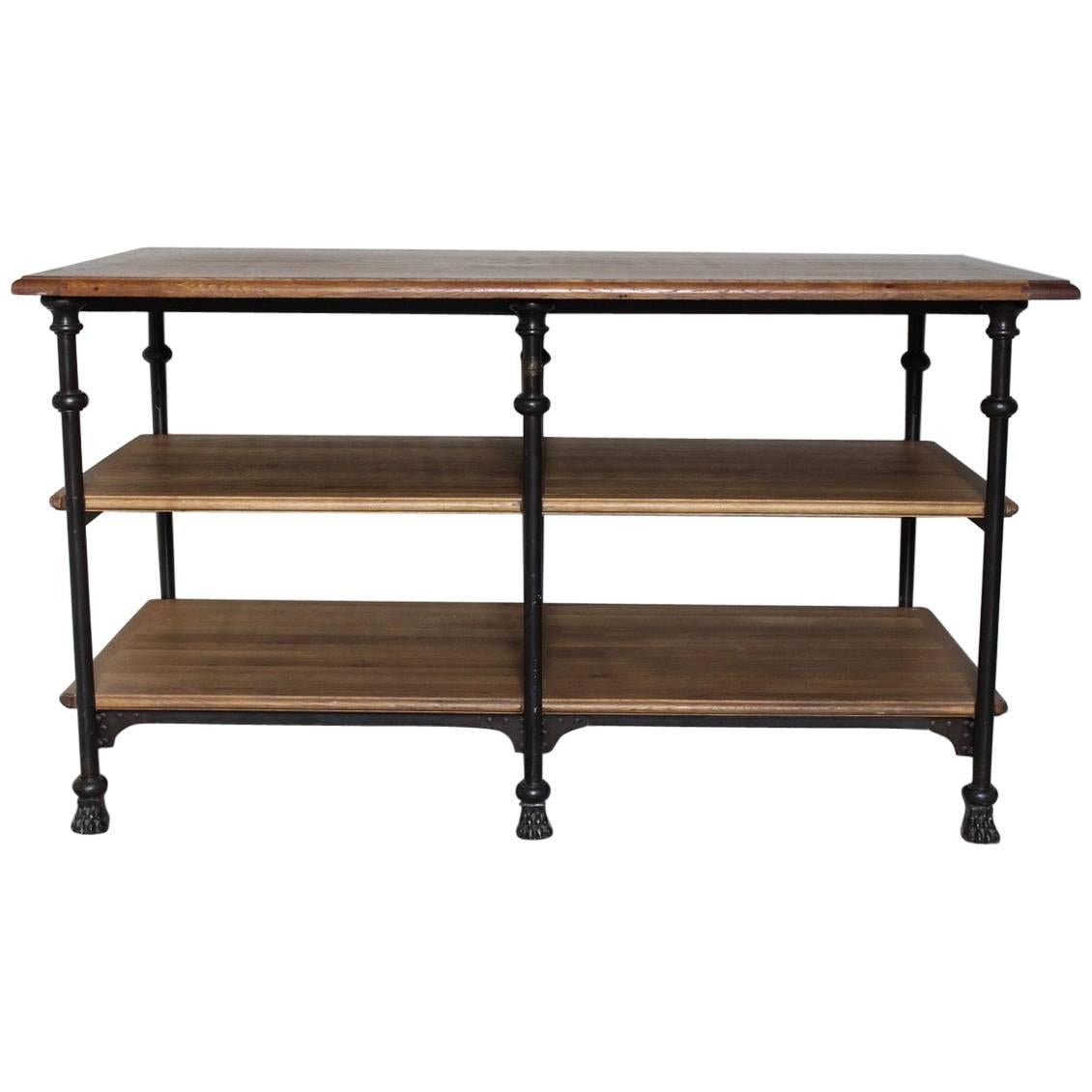 French Iron and Oak Display Table, circa 1930s