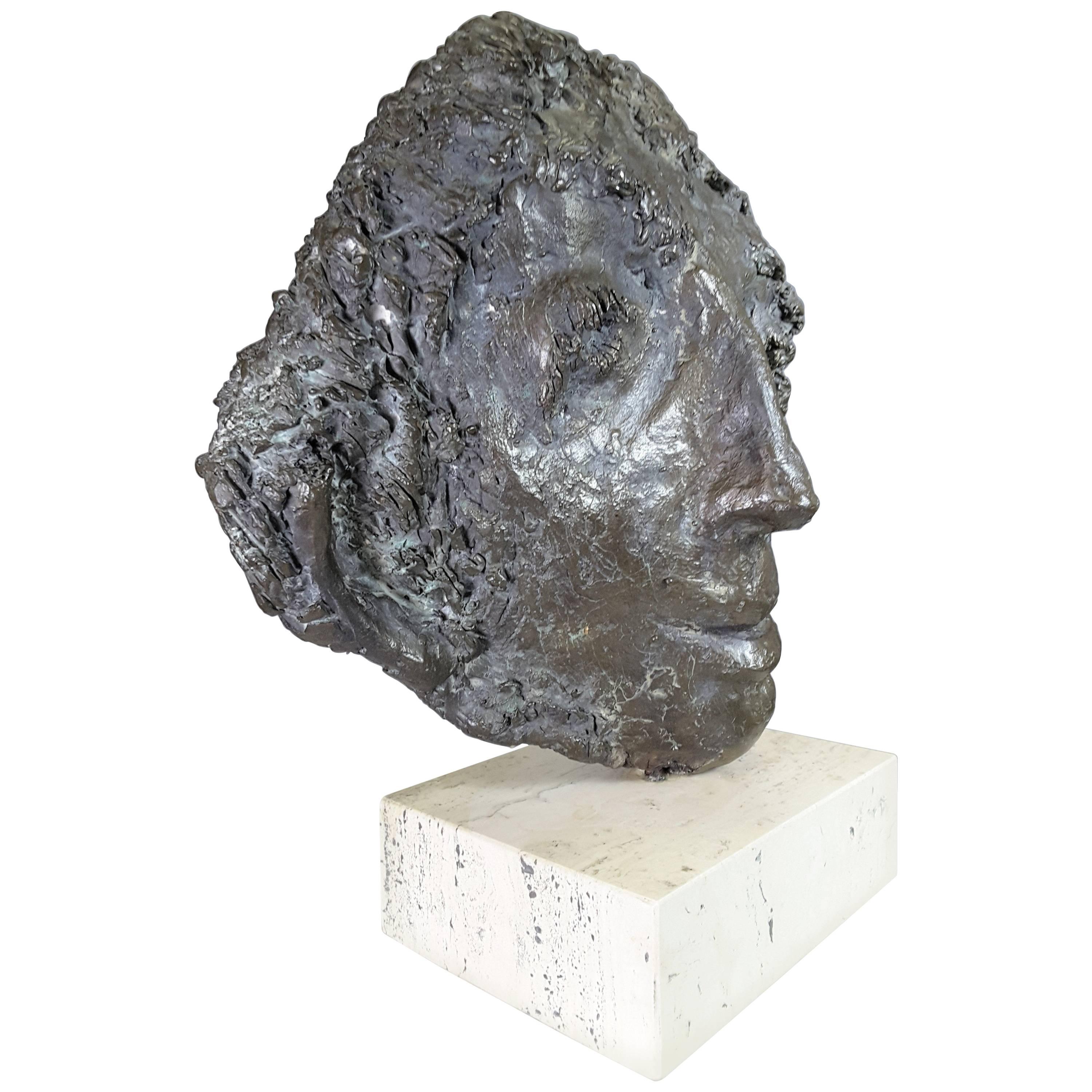 Bronze Sculpture of a Face by Almuth Lutkenhaus