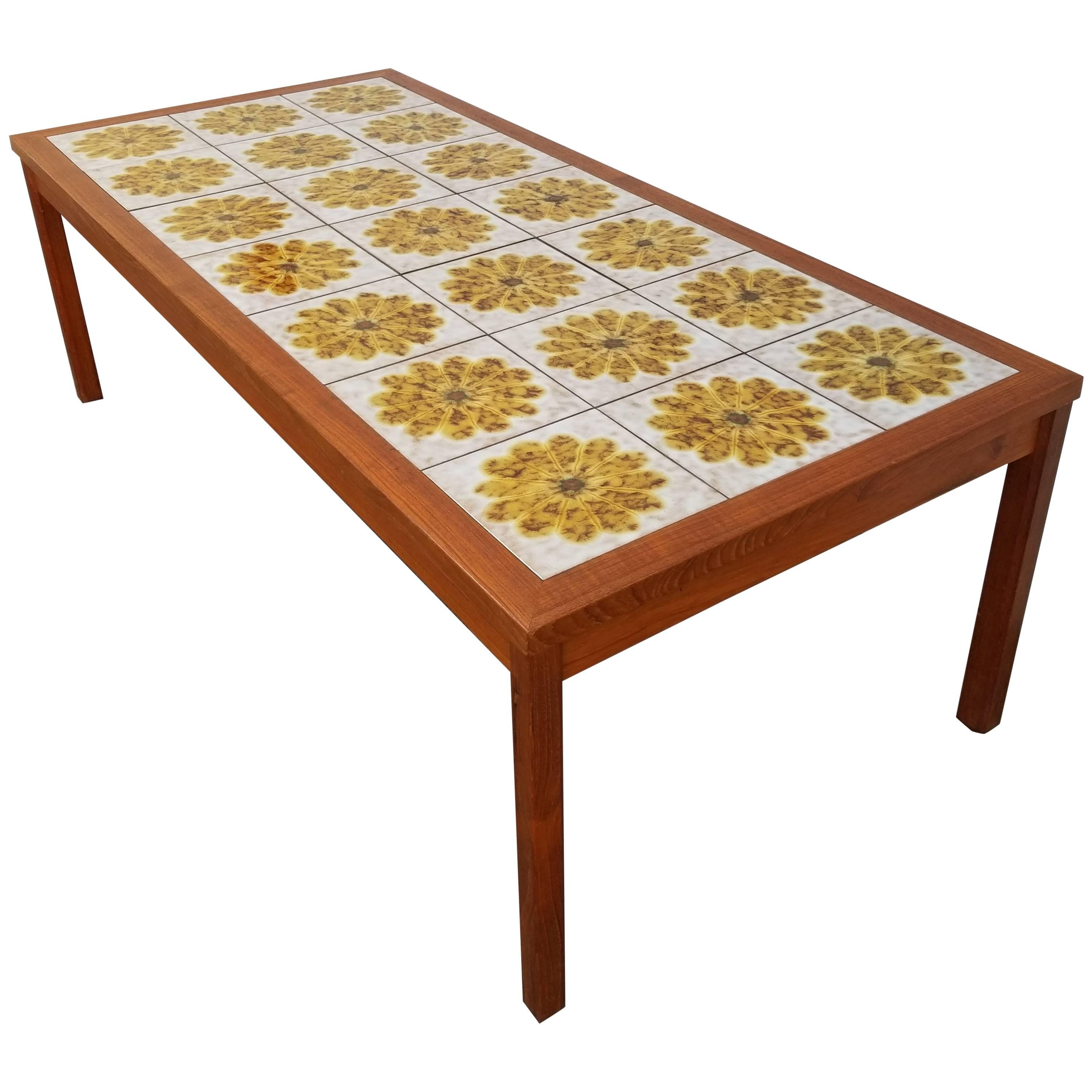 Teak and Tile Coffee Table