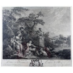 Francois Boucher "The Presents of the Shepherd" Large 18th Century Engraving