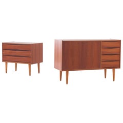 Set of Two Danish Teak Sideboard and Chest of Drawers, 1950s